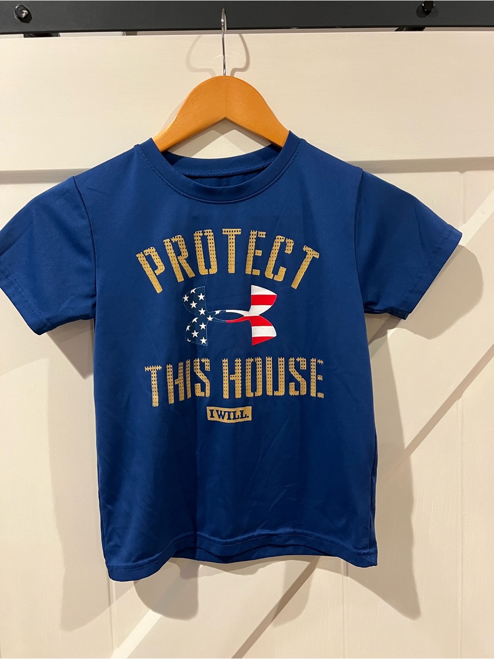 Under Armour Blue Tee with Gold 'Protect This House' Graphic